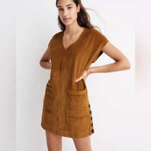 NWOT Madewell Corduroy Side-Button Shift Dress